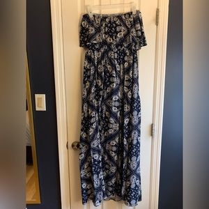 Strapless, ruffled top maxi dress